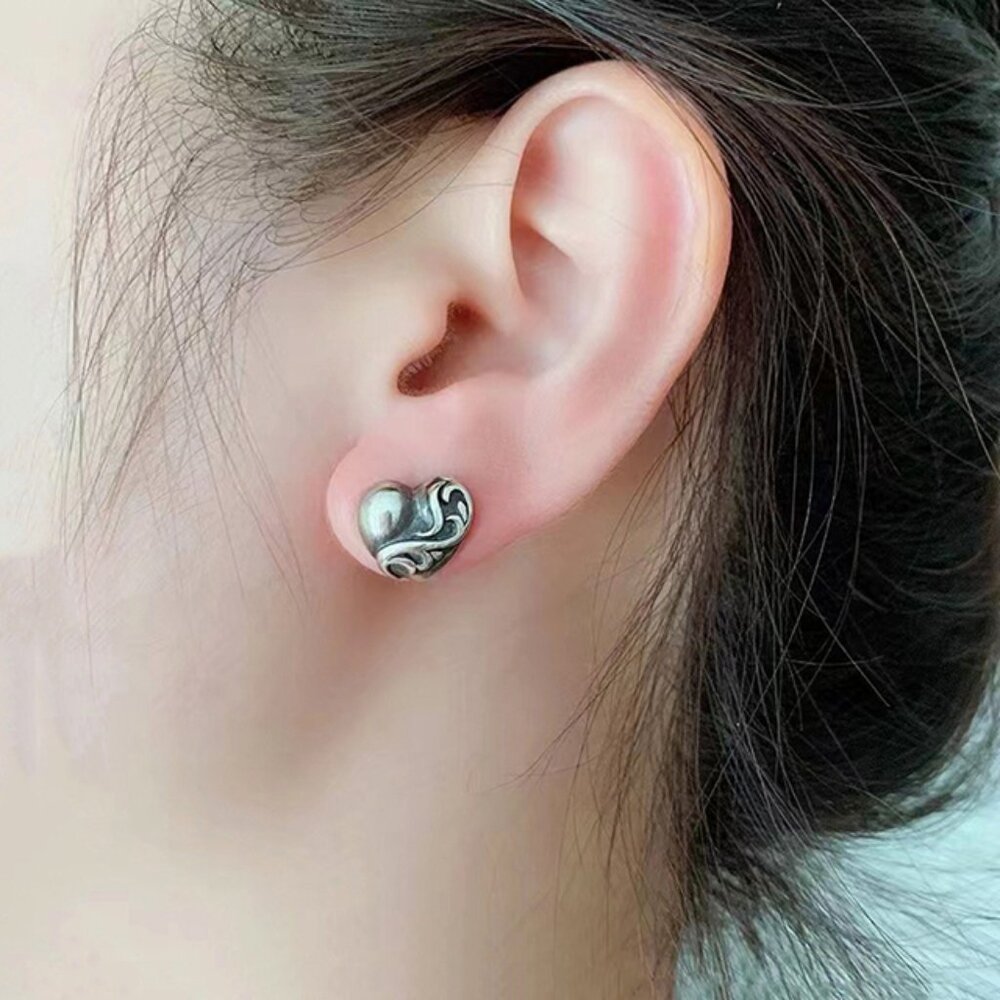 Chrome Heart-Shaped Earrings